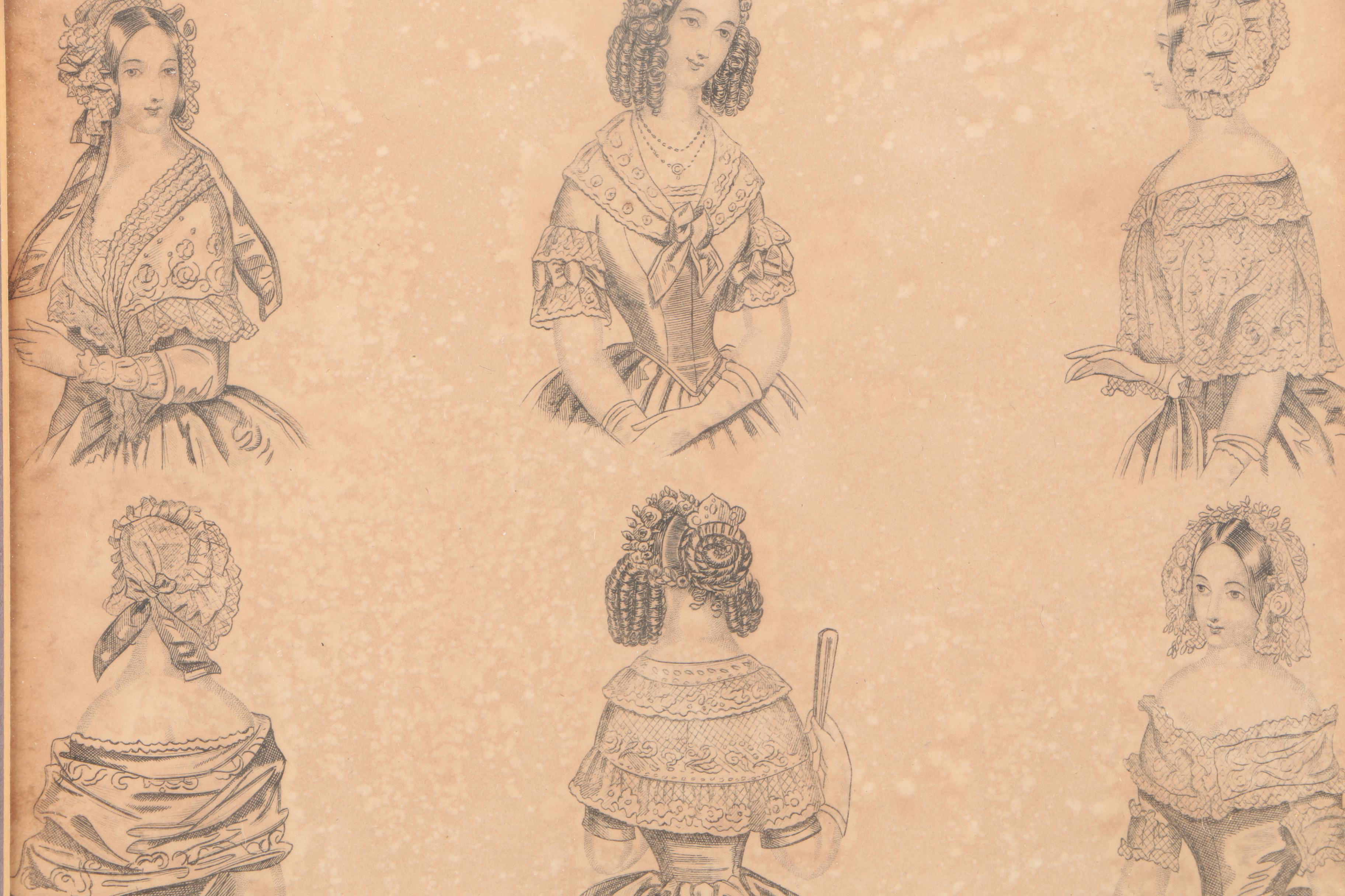 19th Century Wood Engravings of Fashion Illustrations