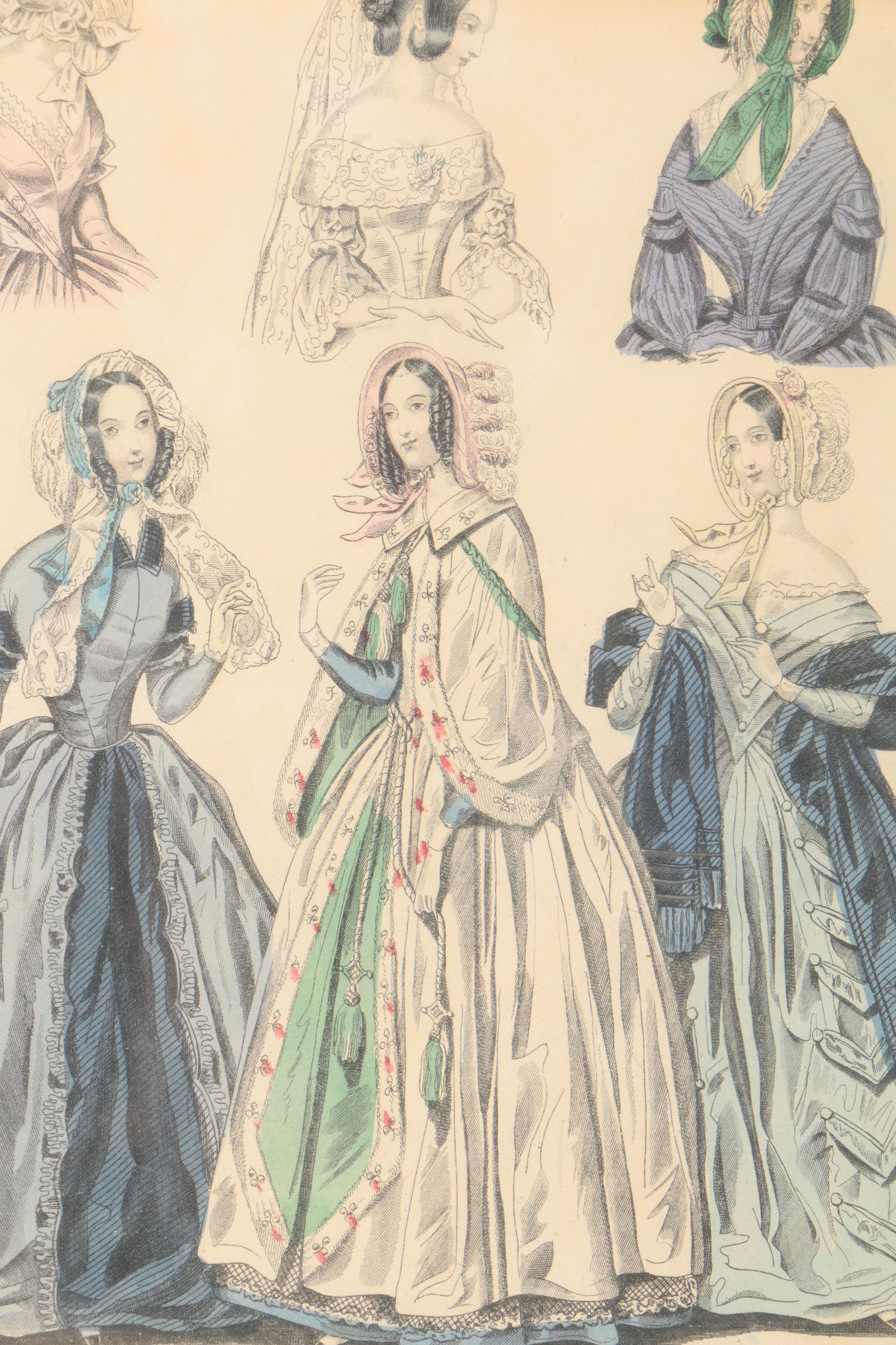 19th Century Wood Engravings of Fashion Illustrations