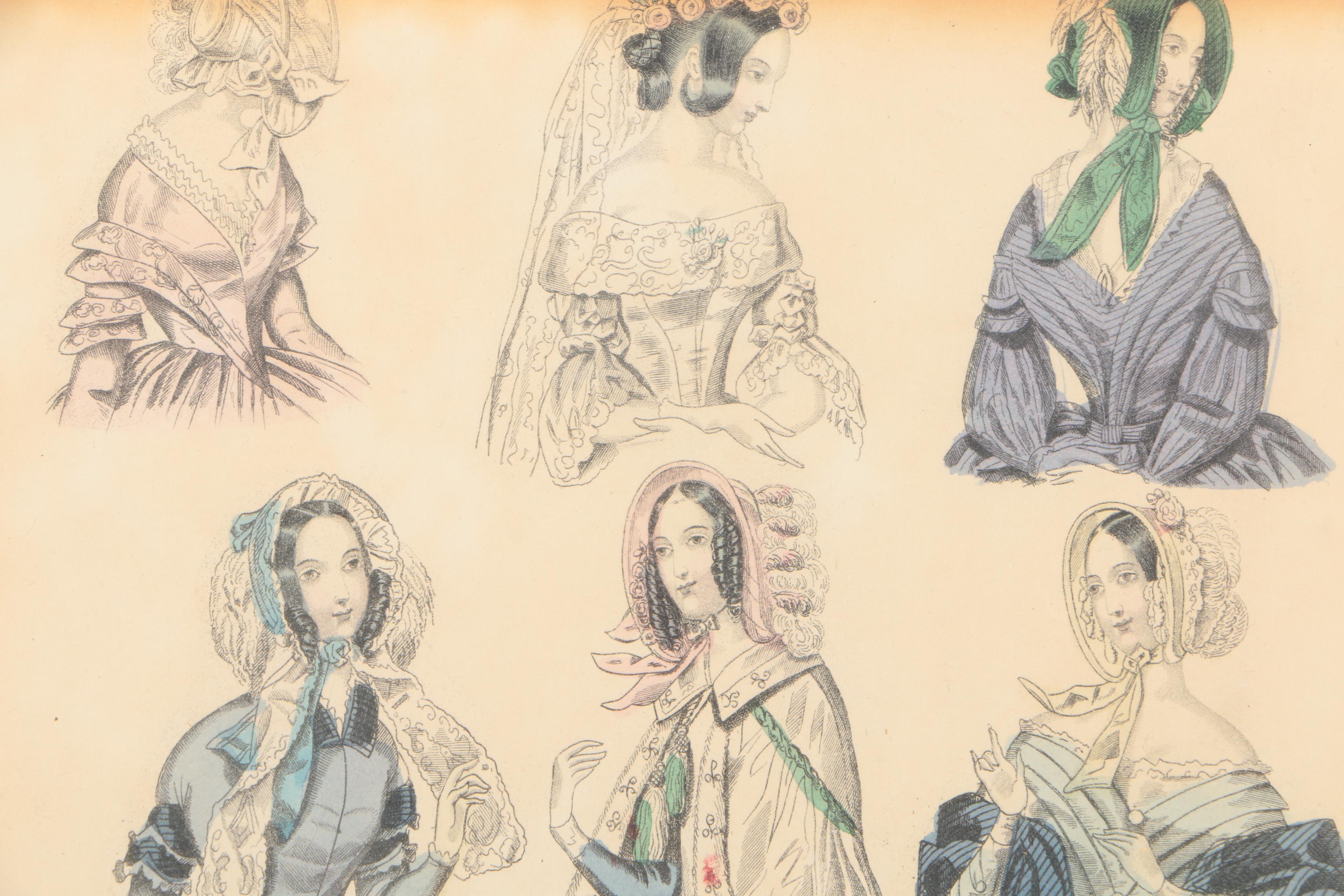 19th Century Wood Engravings of Fashion Illustrations