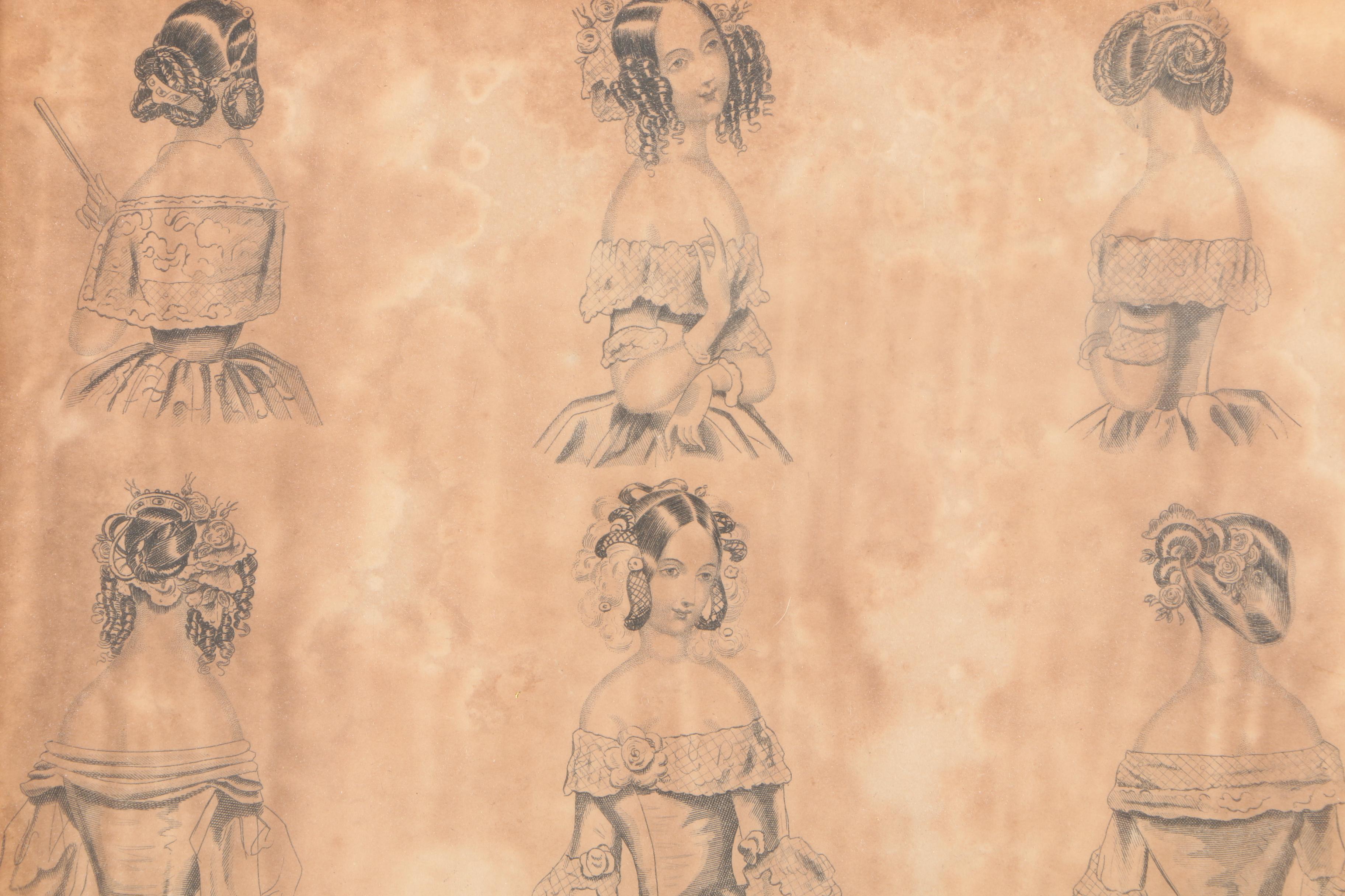 19th Century Wood Engravings of Fashion Illustrations
