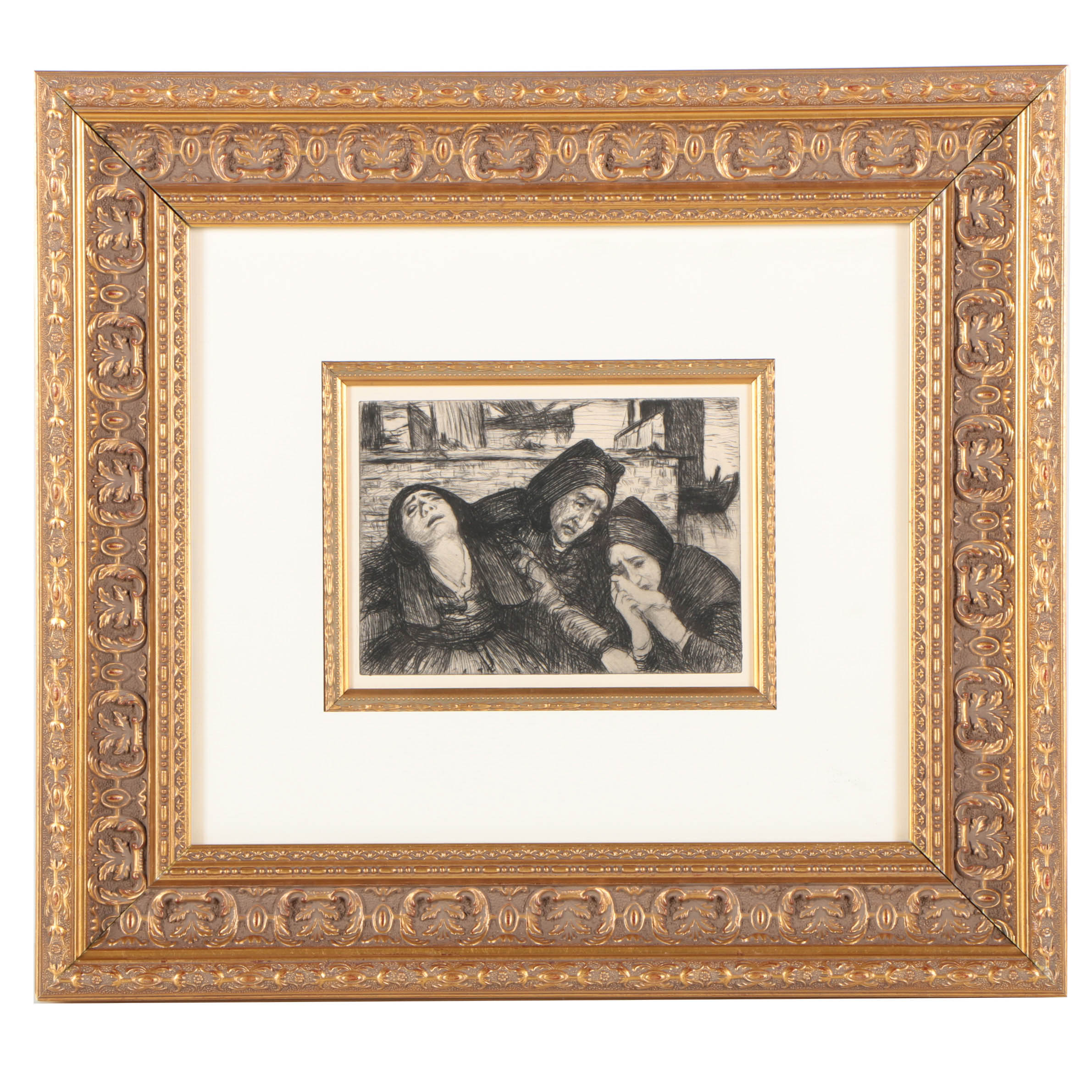 Charles Cottet Etching "Au Pays de la Mer: Douleur"