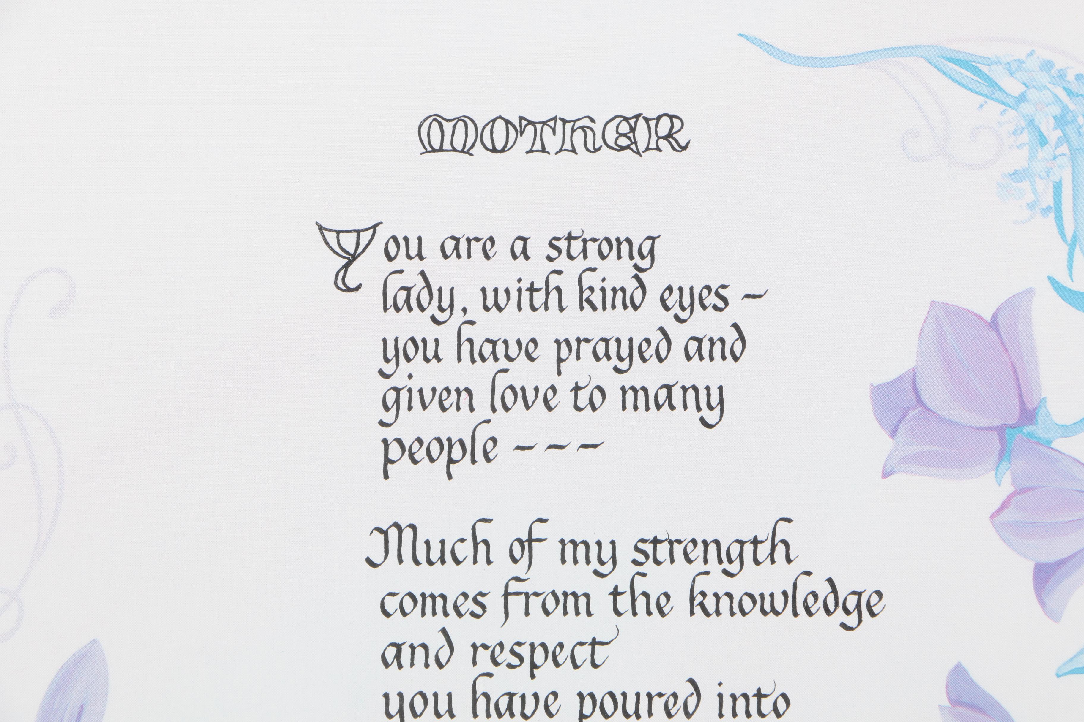 Offset Lithograph of Poem by Pat McKay "Mother"