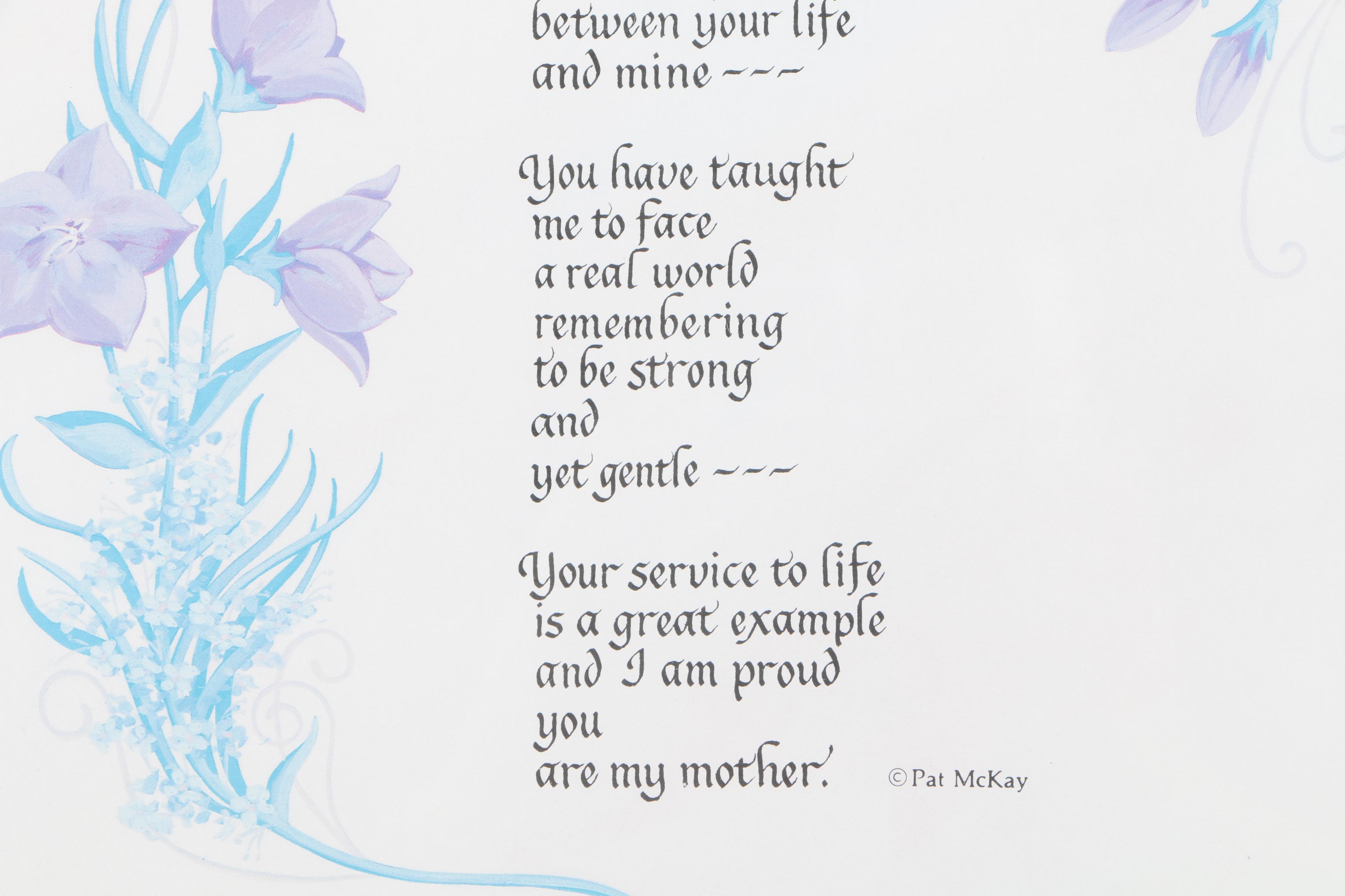 Offset Lithograph of Poem by Pat McKay "Mother"