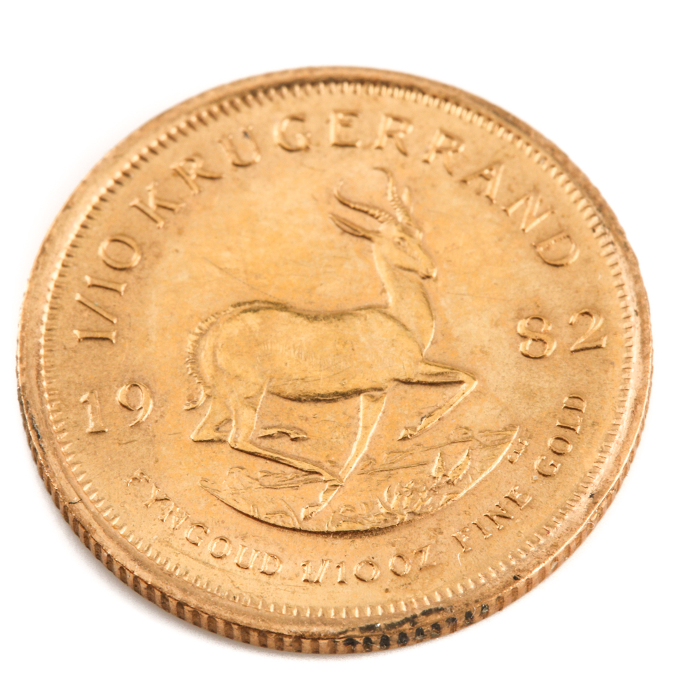 1982 1/10 Ounce Gold Krugerrand Bullion Coin