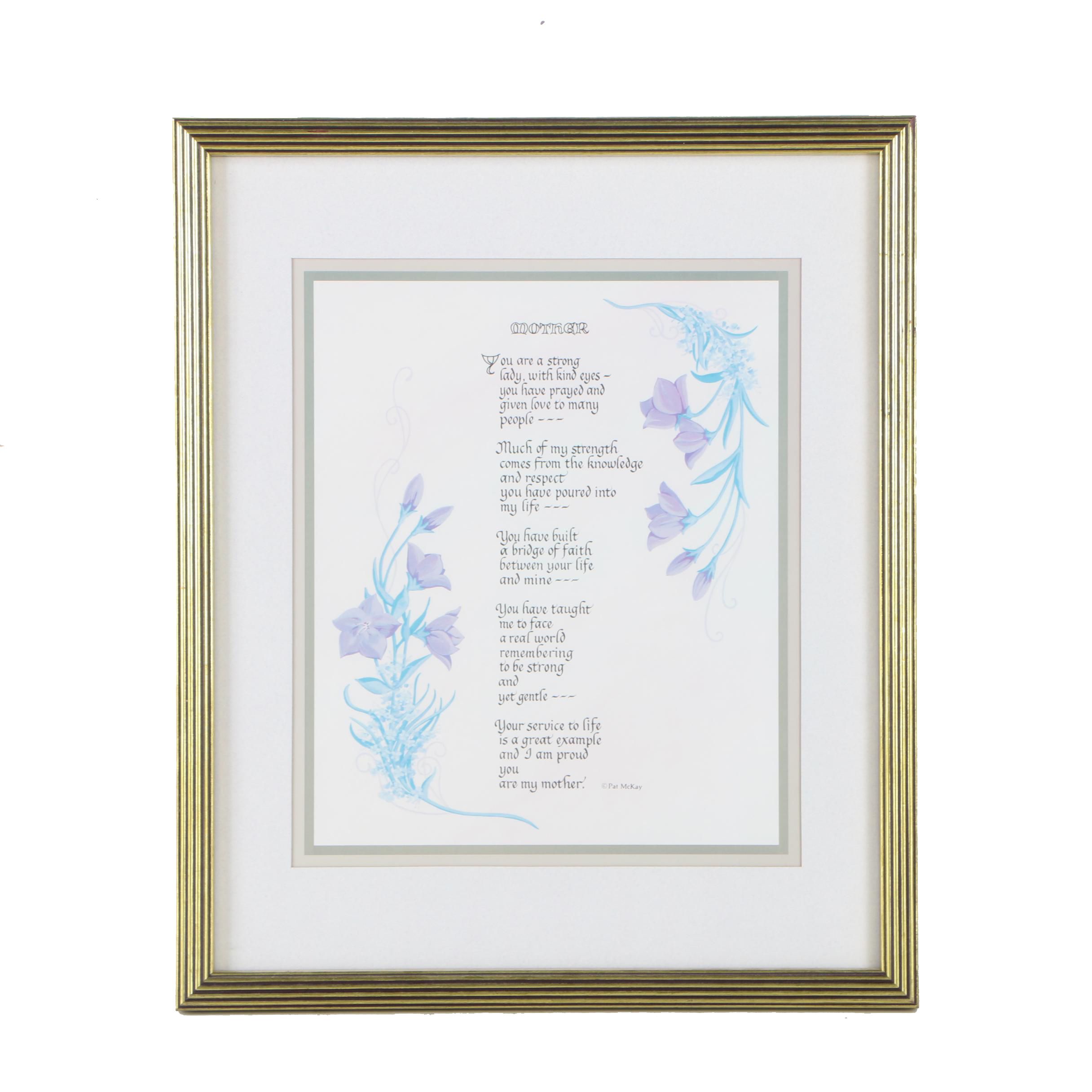 Offset Lithograph of Poem by Pat McKay "Mother"