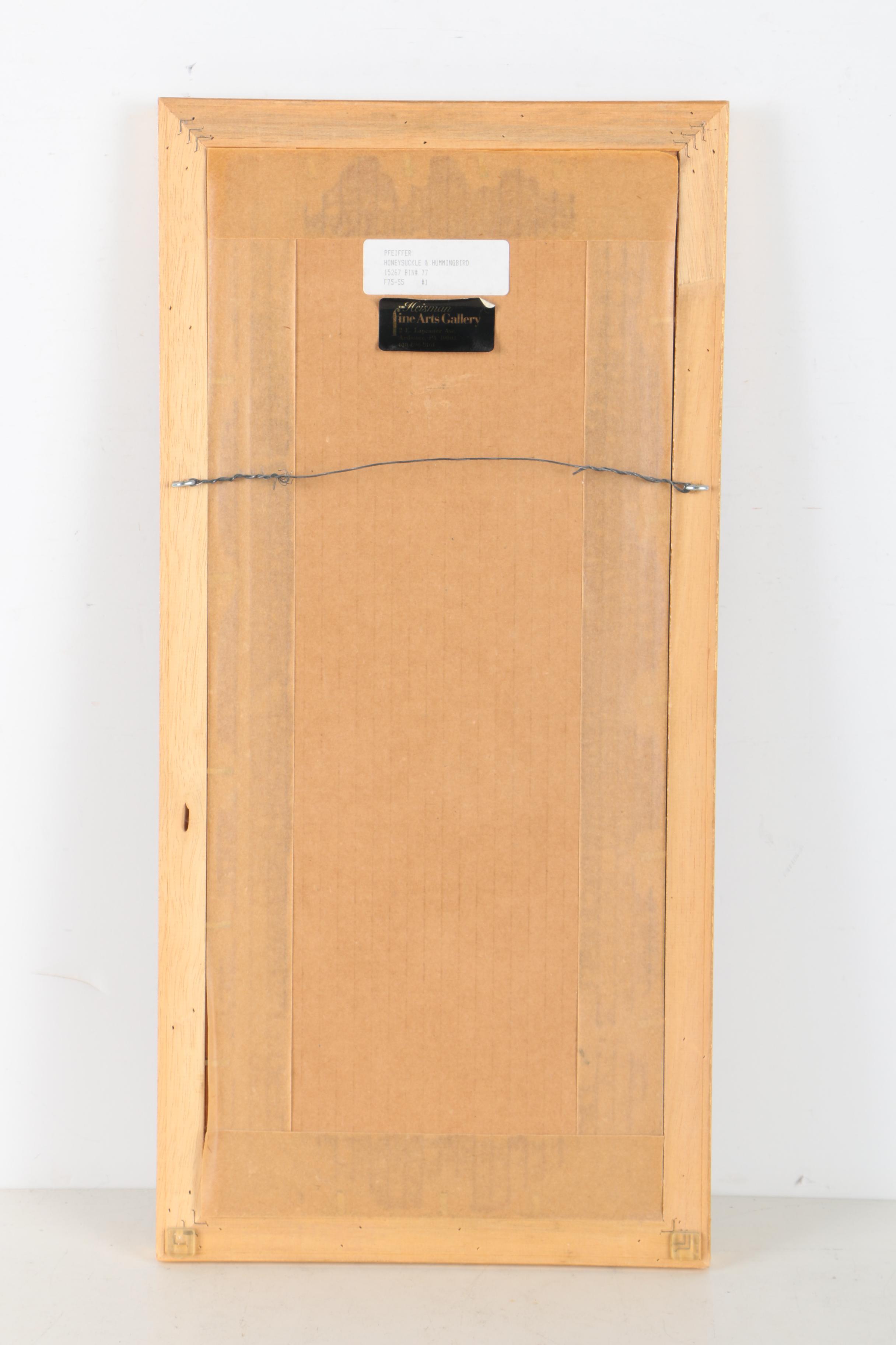 Valerie Pfeiffer Offset Lithographs "Honeysuckle and Hummingbirds" and "Poppypod and Chicks"