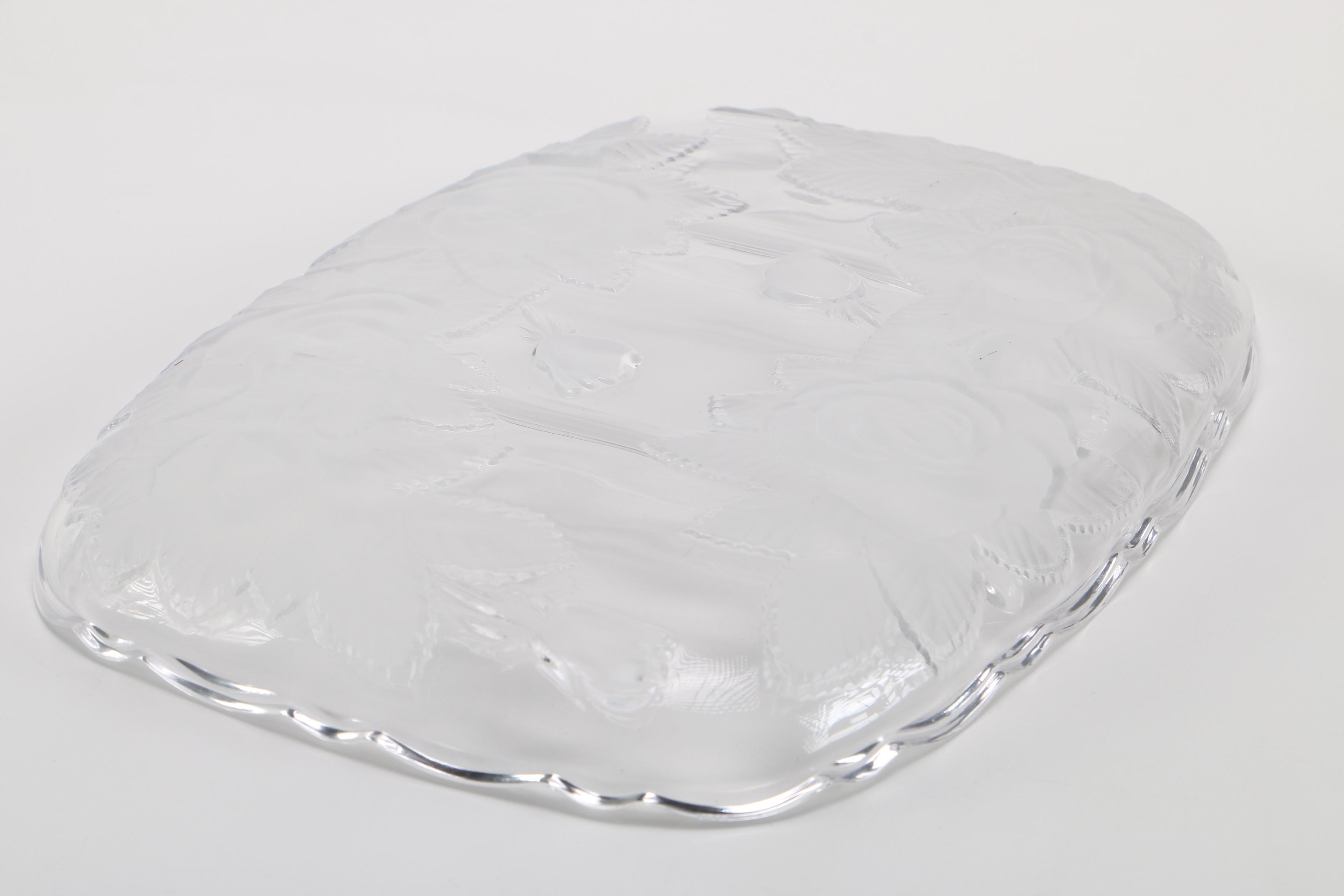 Pressed Glass Divided Trays With Rose Pattern