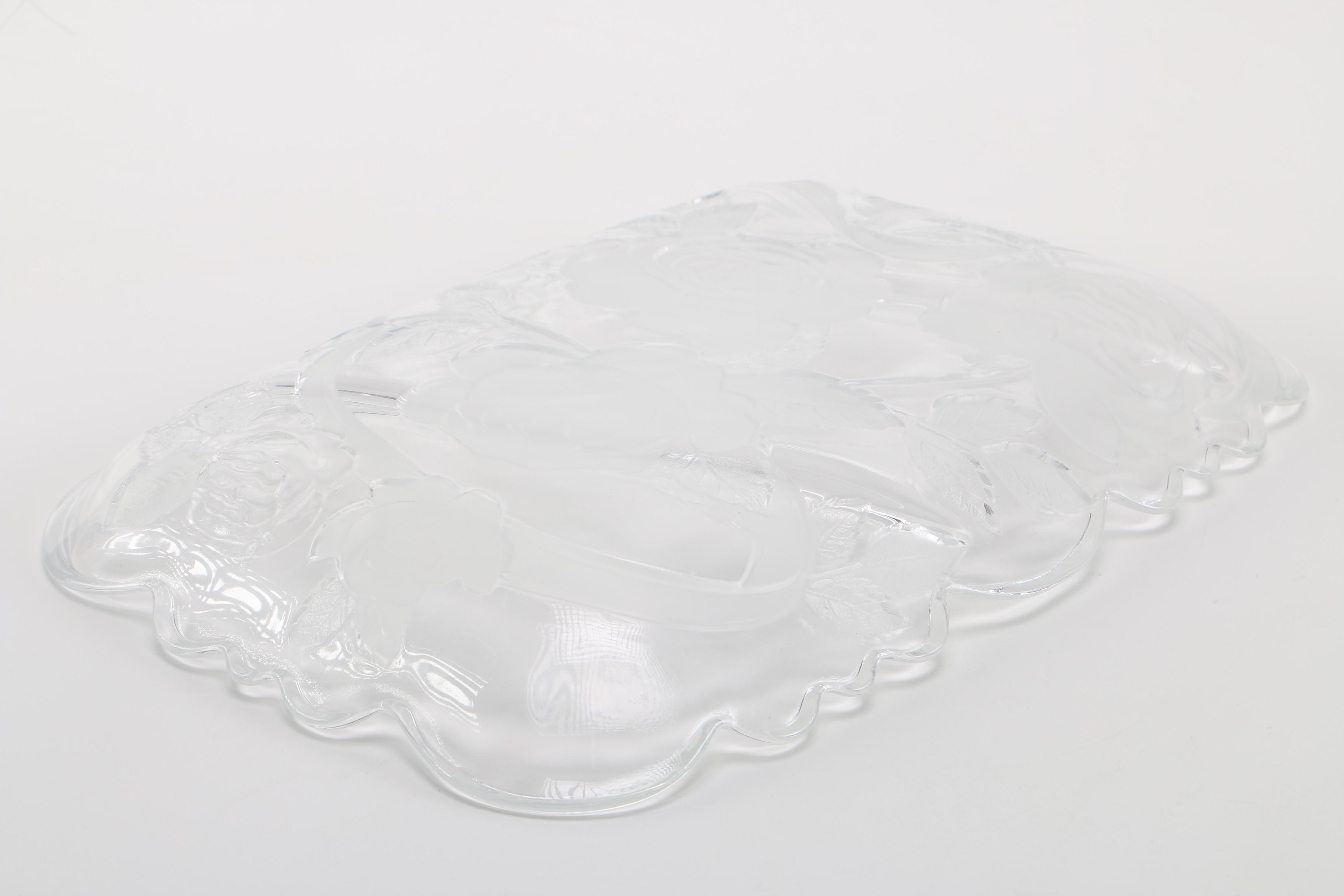 Pressed Glass Divided Trays With Rose Pattern