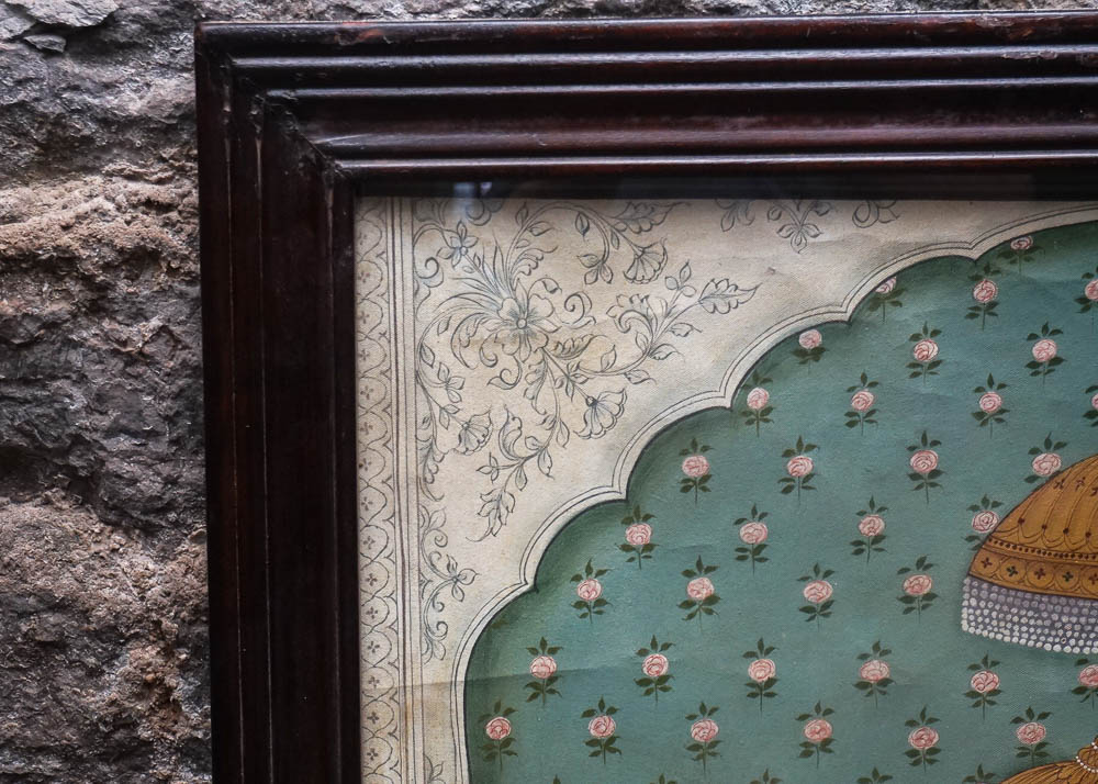 Large Indian Painting on Canvas of Three Headed Ganesha