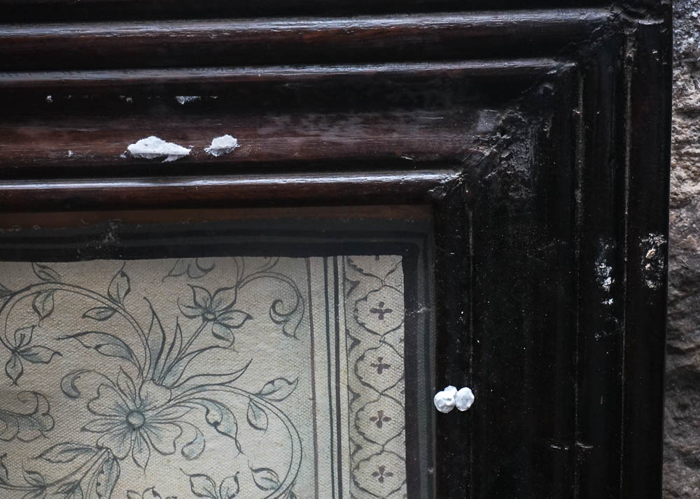 Large Indian Painting on Canvas of Three Headed Ganesha