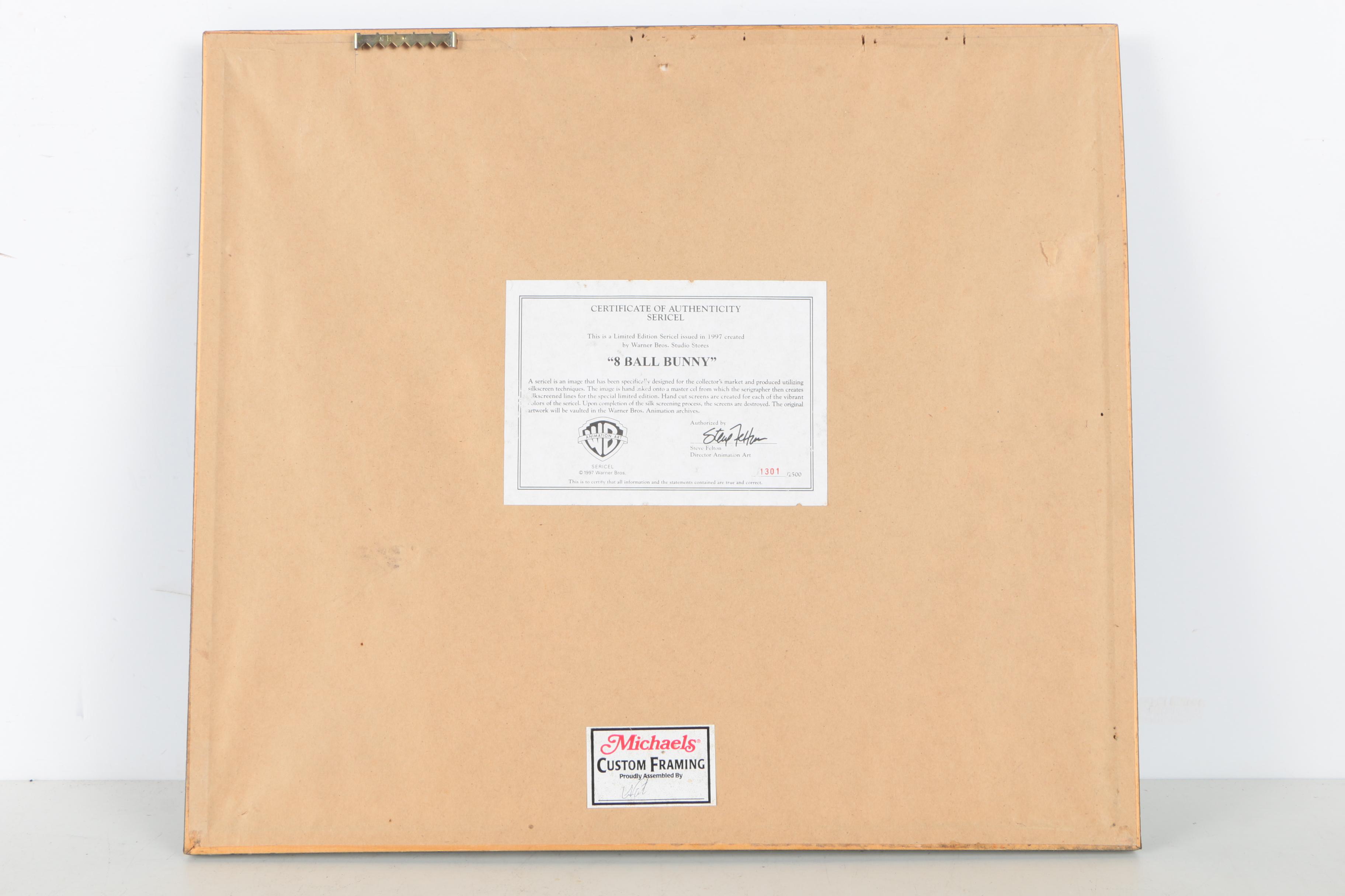 Warner Brothers 1997 Limited Edition Bugs Bunny Sericel "8 Ball Bunny"