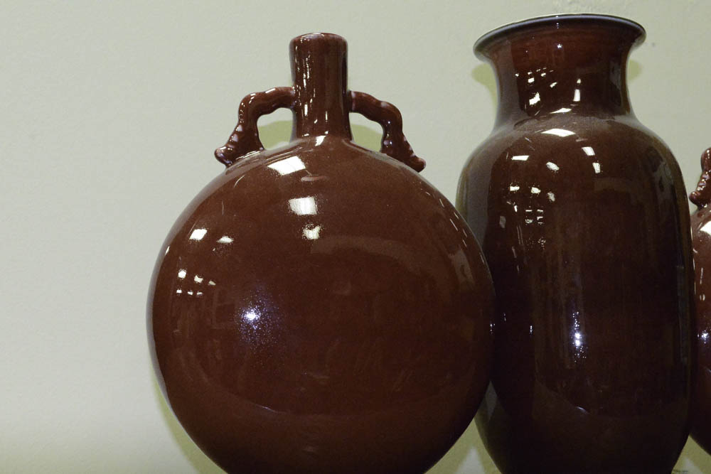 Glazed Dark Red Stoneware Vases