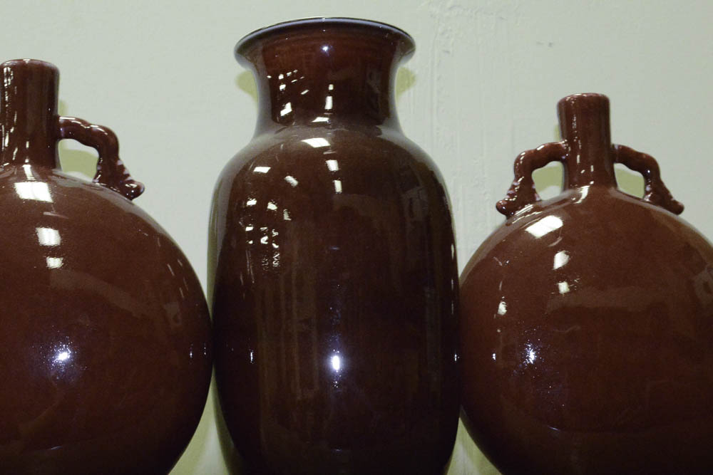 Glazed Dark Red Stoneware Vases
