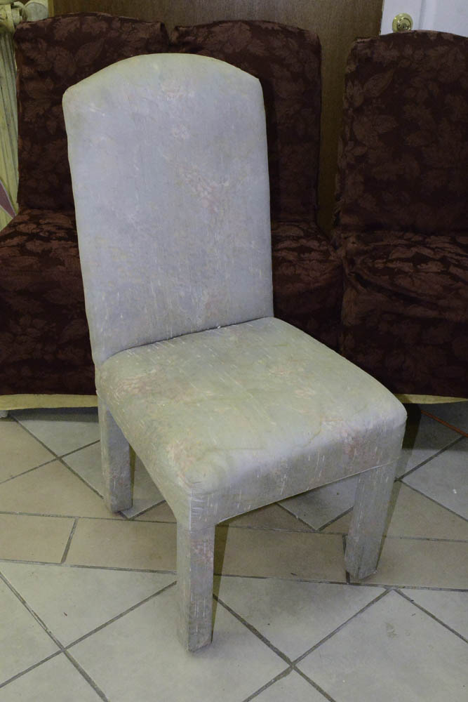 Set of Four Chairs with Burgundy Chair Covers