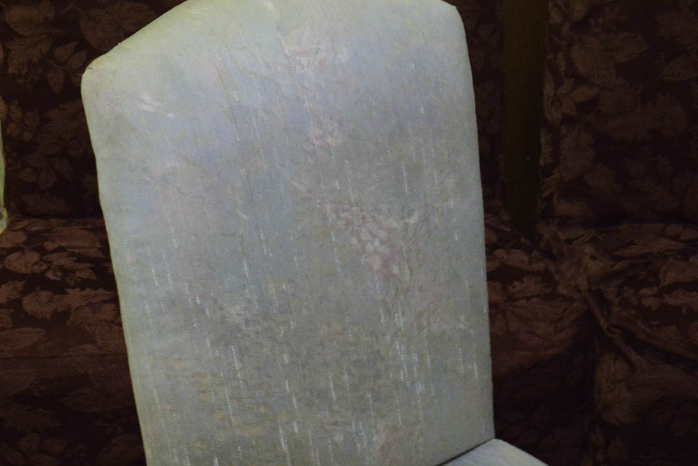 Set of Four Chairs with Burgundy Chair Covers