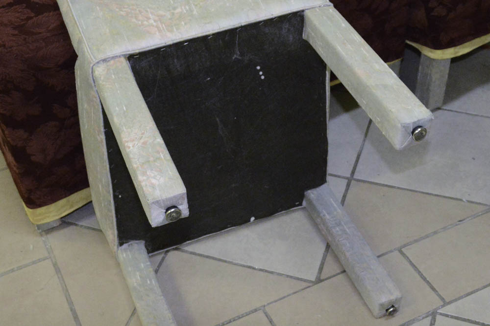 Set of Four Chairs with Burgundy Chair Covers