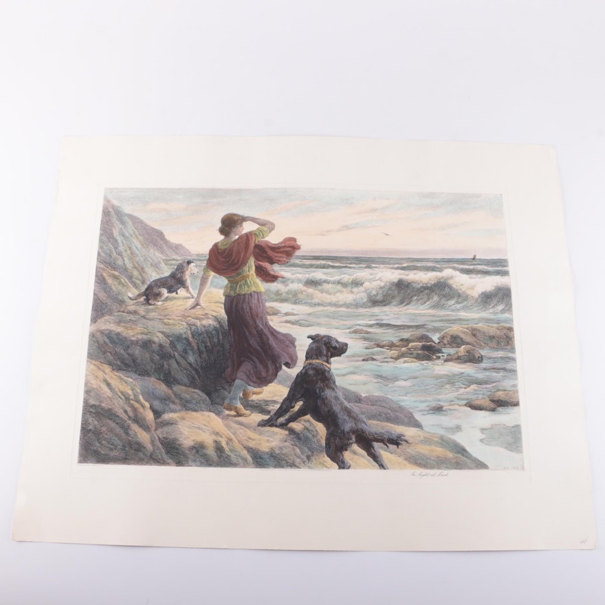 Hand-Colored Etching After H. Dicksee's "In Sight at Last"