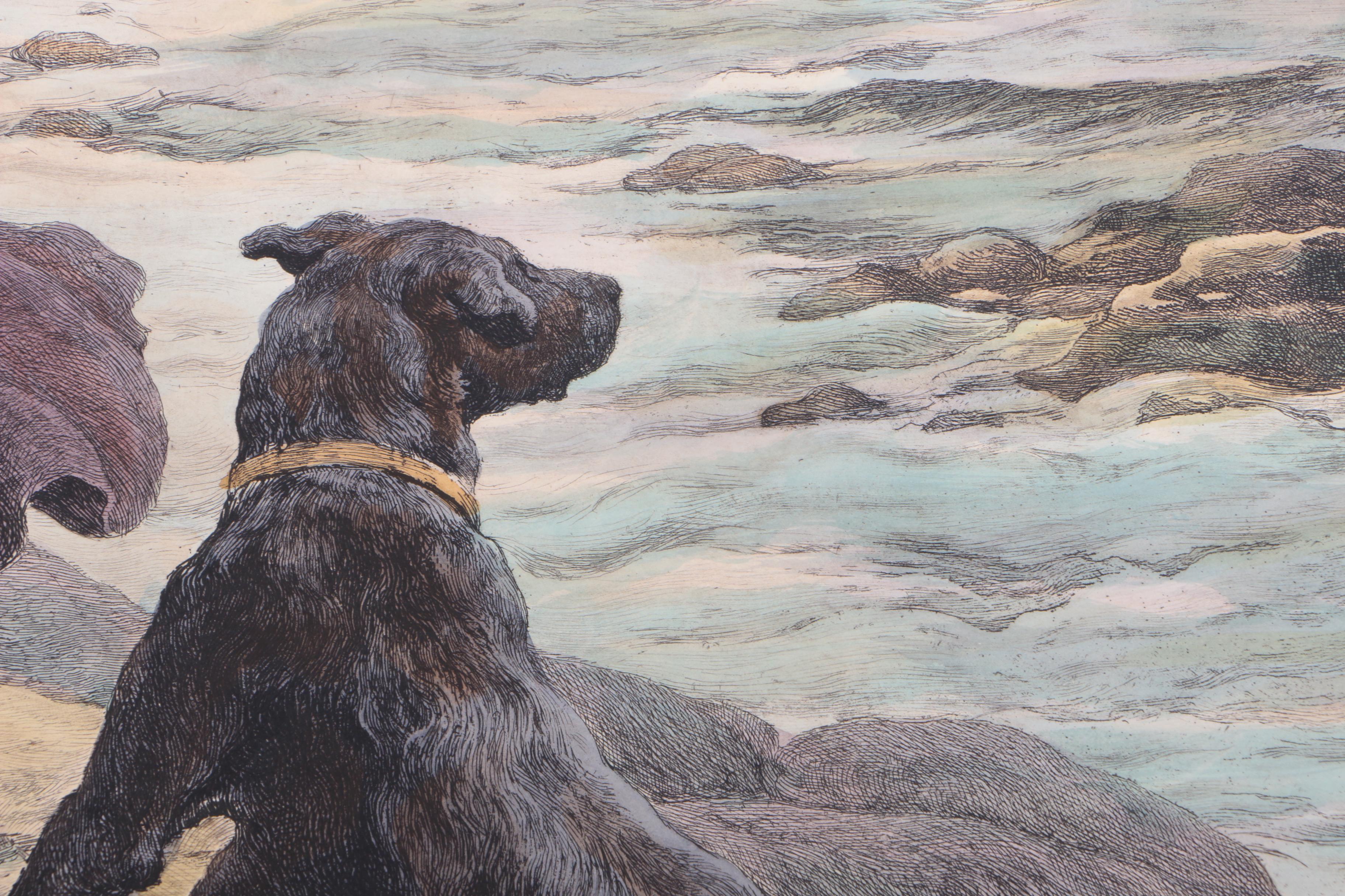 Hand-Colored Etching After H. Dicksee's "In Sight at Last"