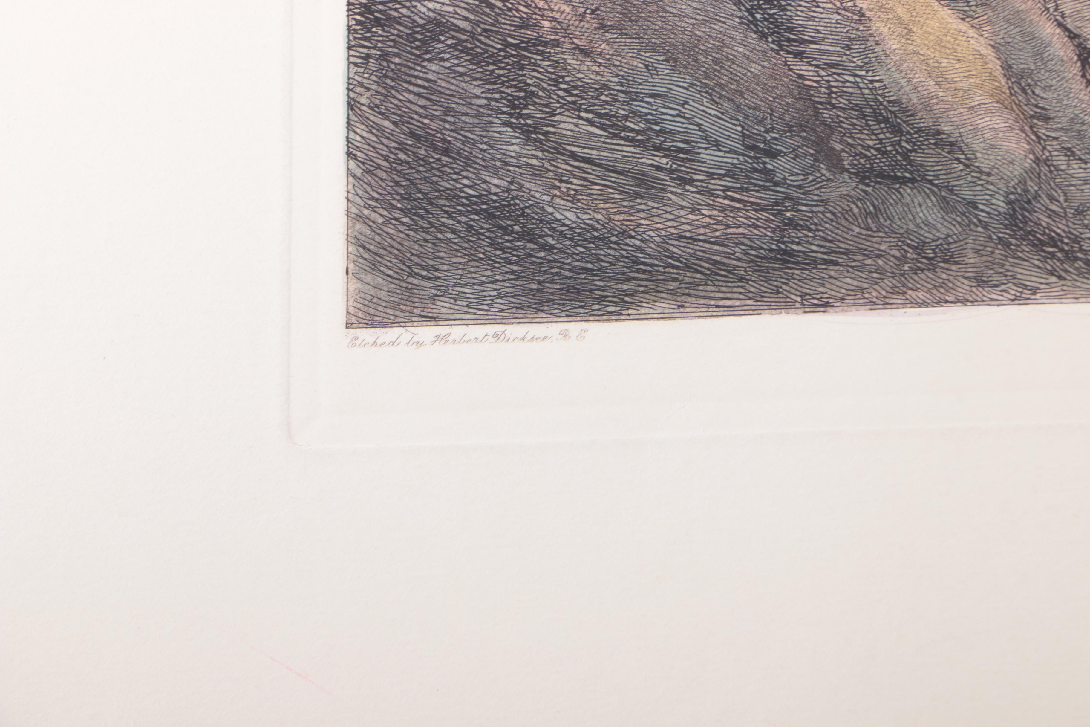 Hand-Colored Etching After H. Dicksee's "In Sight at Last"