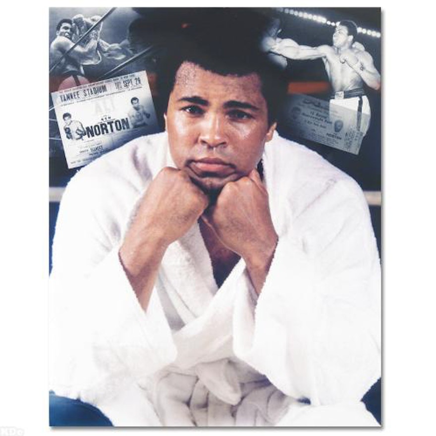 Muhammad Ali in White Robe with Ticket Licensed Photograph