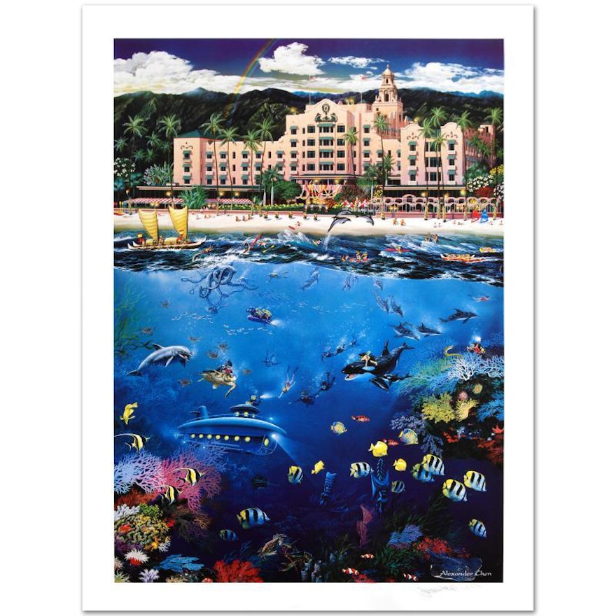 Alexander Chen "Waikiki Beach" Signed Limited Edition Offset Lithograph