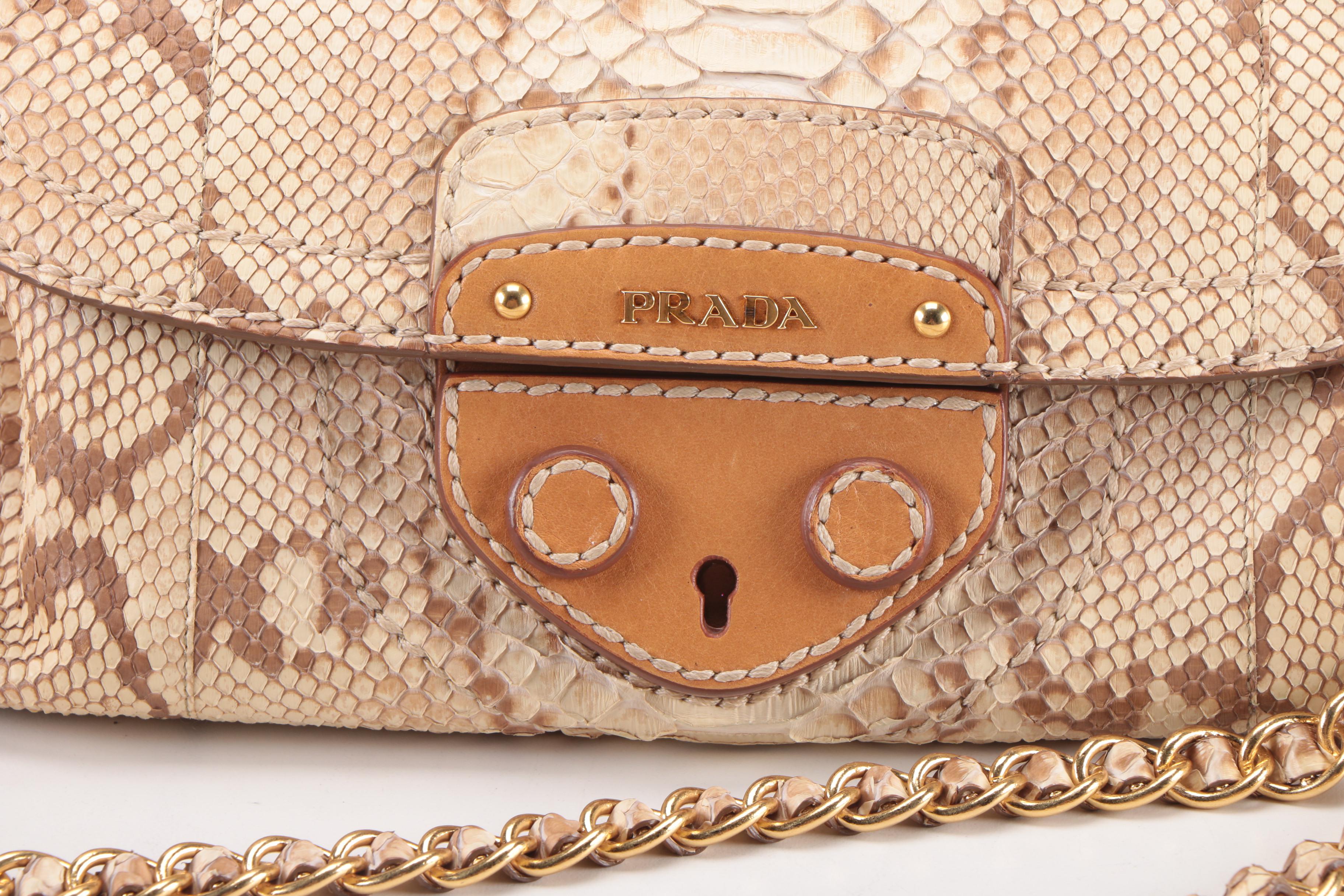 Prada Pattina Pitone Delave Python Handbag
