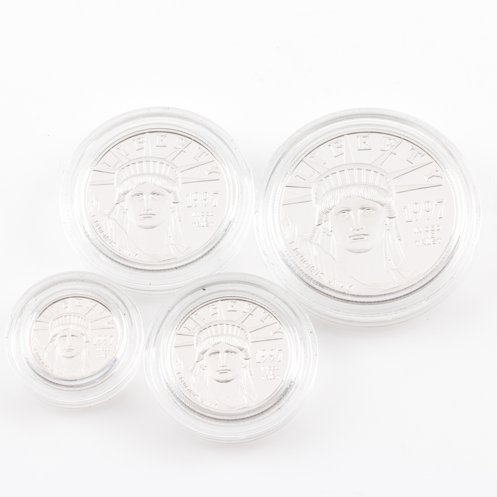 Four 1997 Statue of Liberty Proof Platinum Eagles