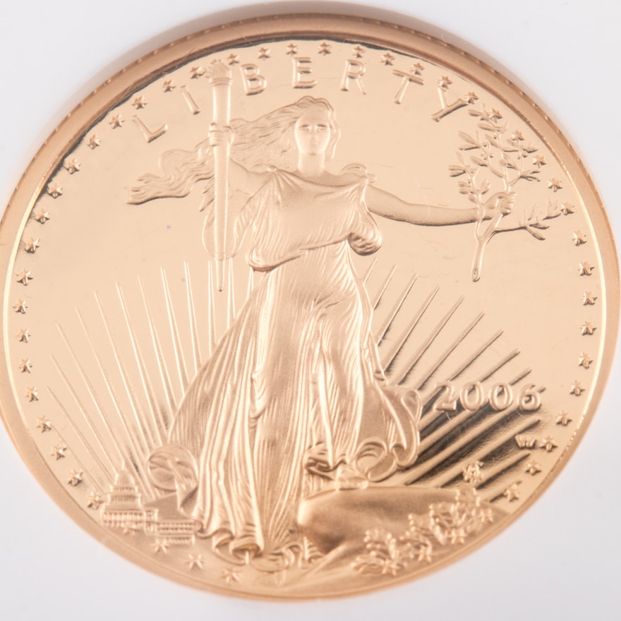Encapsulated and Graded PF70 Ultra Cameo (by NGC) 2006 W $10 Gold Eagle Bullion Coin