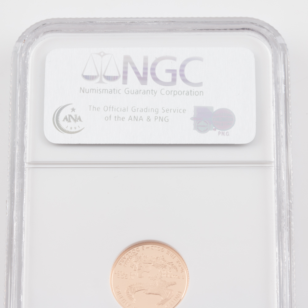 Encapsulated and Graded PF70 Ultra Cameo (by NGC) 2006 W $5 Gold Eagle Bullion Coin