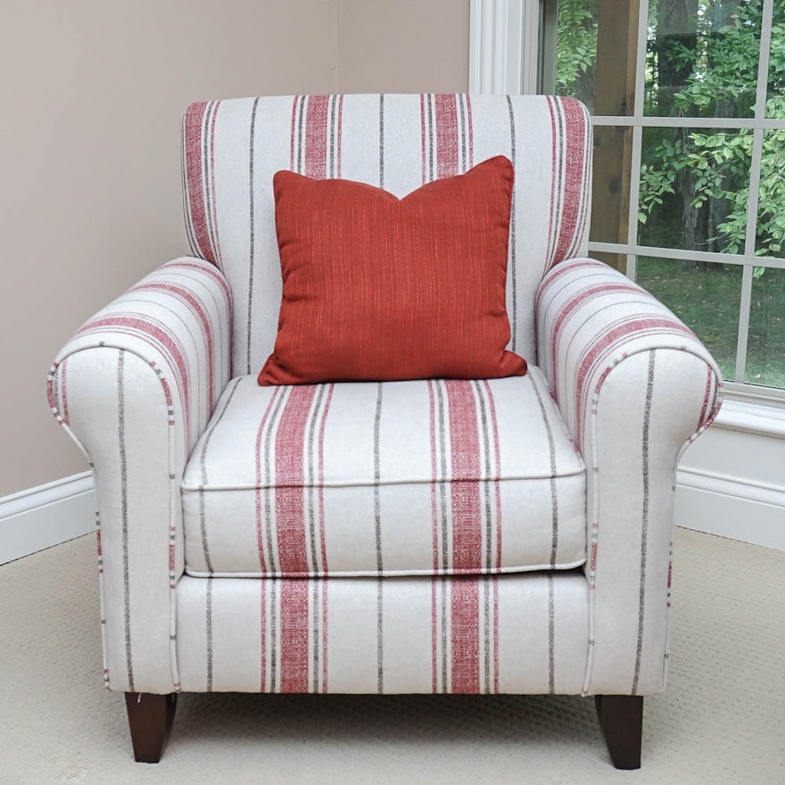 Red Striped Contemporary Armchair