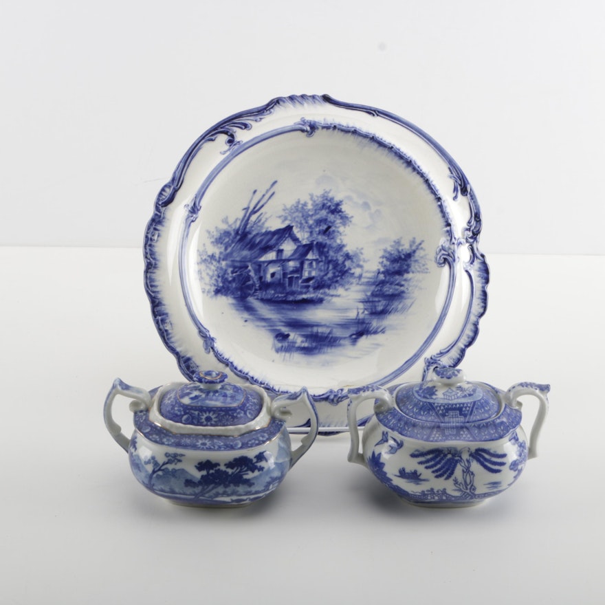 Blue and White Porcelain Serveware