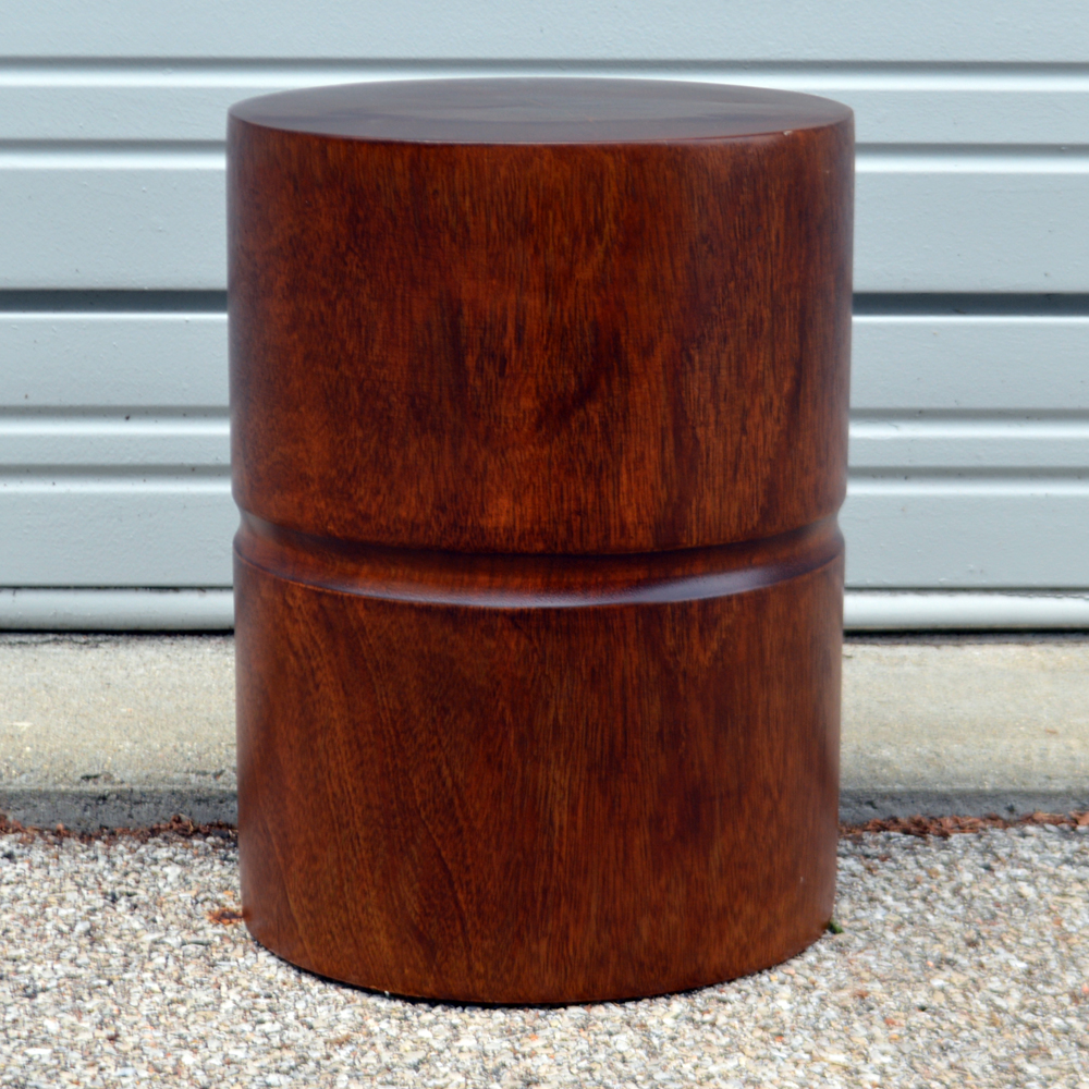 Siam T-Bros Co. Carved Wood Barrel Style Plant Stand