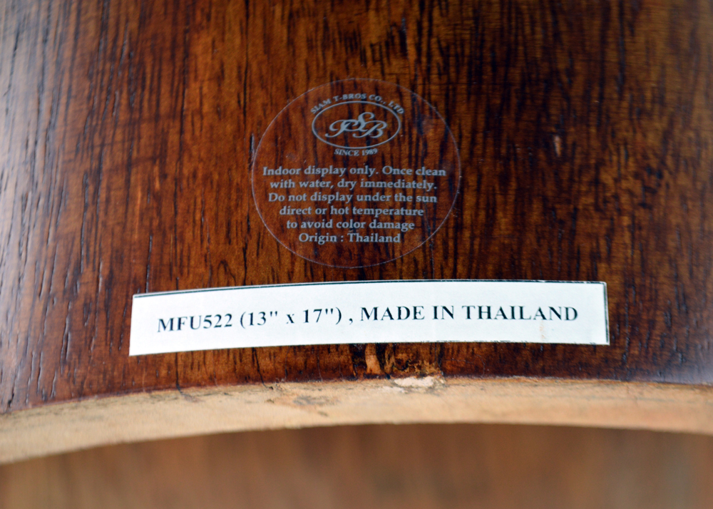 Siam T-Bros Co. Carved Wood Barrel Style Plant Stand