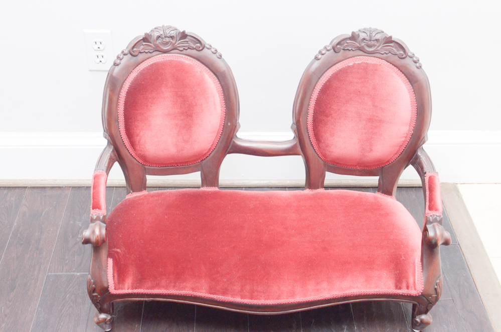 Miniature Rococo Revival Style Double Chair-Back Settee