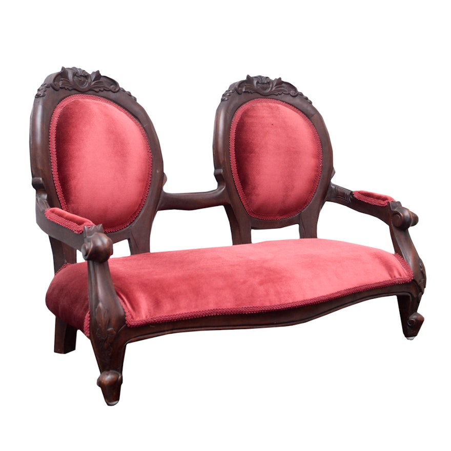 Miniature Rococo Revival Style Double Chair-Back Settee