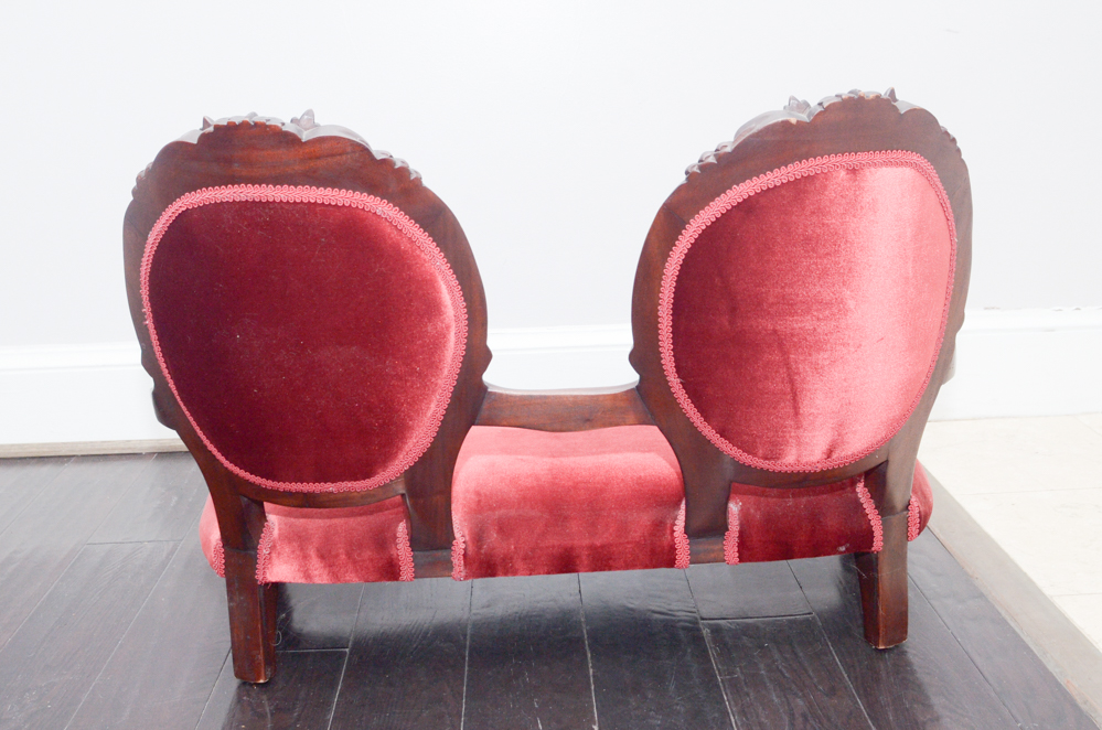 Miniature Rococo Revival Style Double Chair-Back Settee