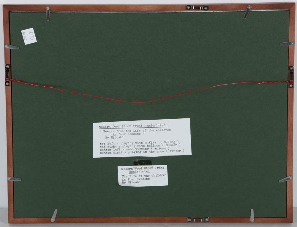 Hitoshi Kiyohara Woodblock Prints on Paper of Children Playing