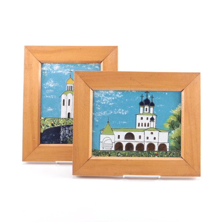 Pair of Framed Chapel Decorations