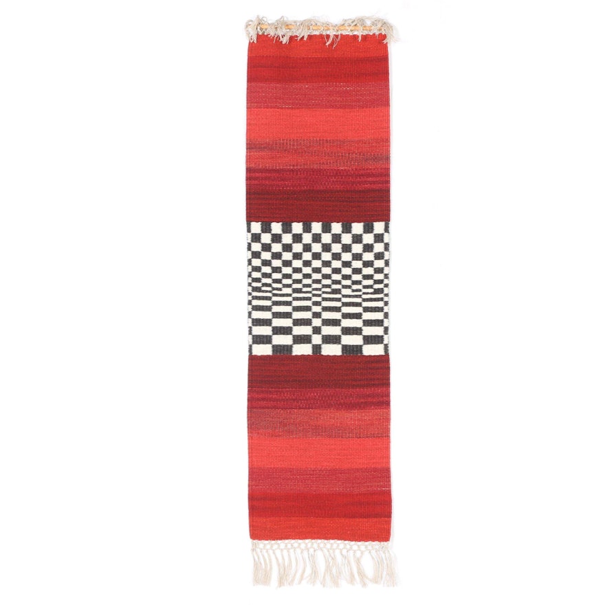 Handwoven Red, White, and Checkered Hanging Display Textile