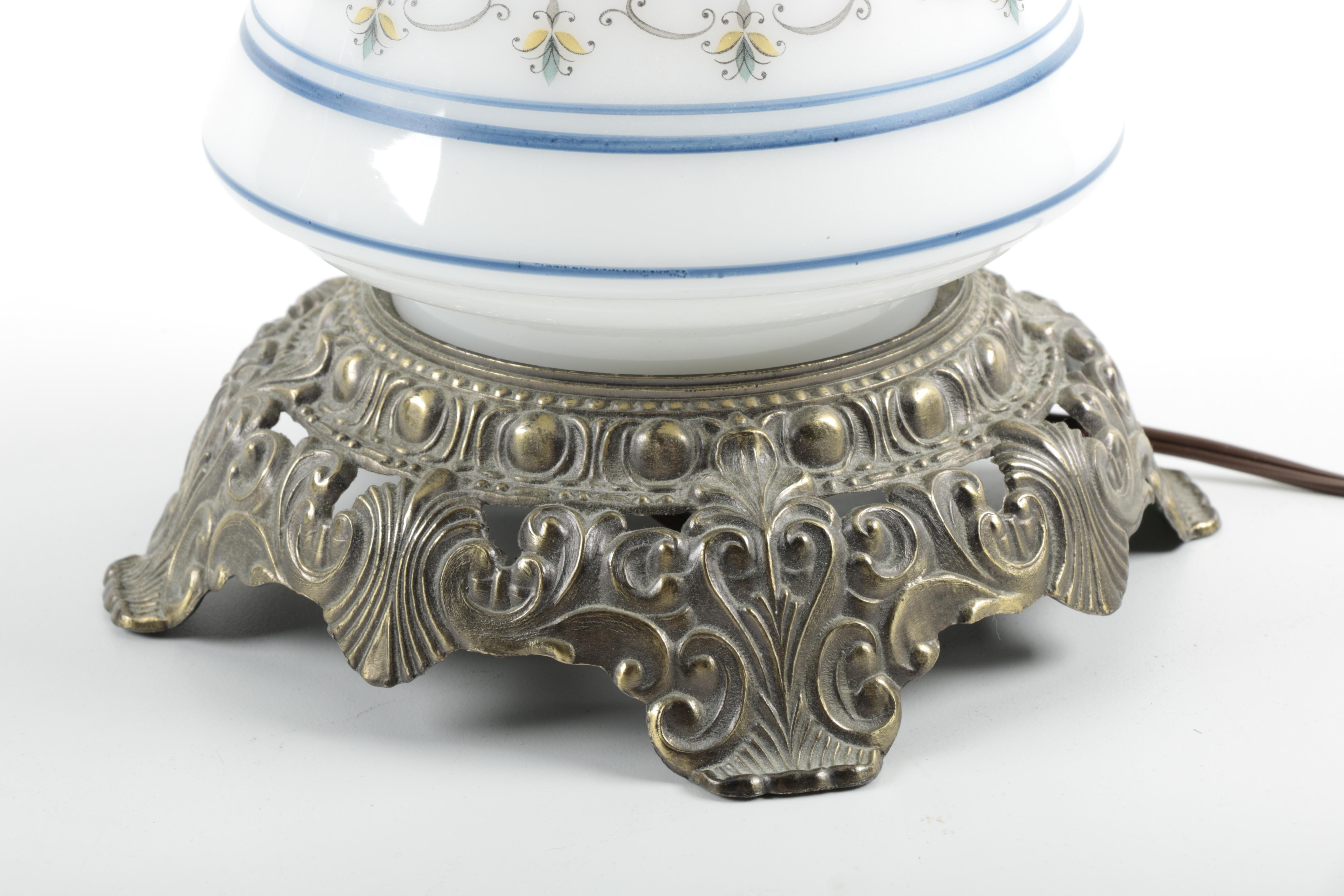 Ceramic Blue and White Hurricane Lamp