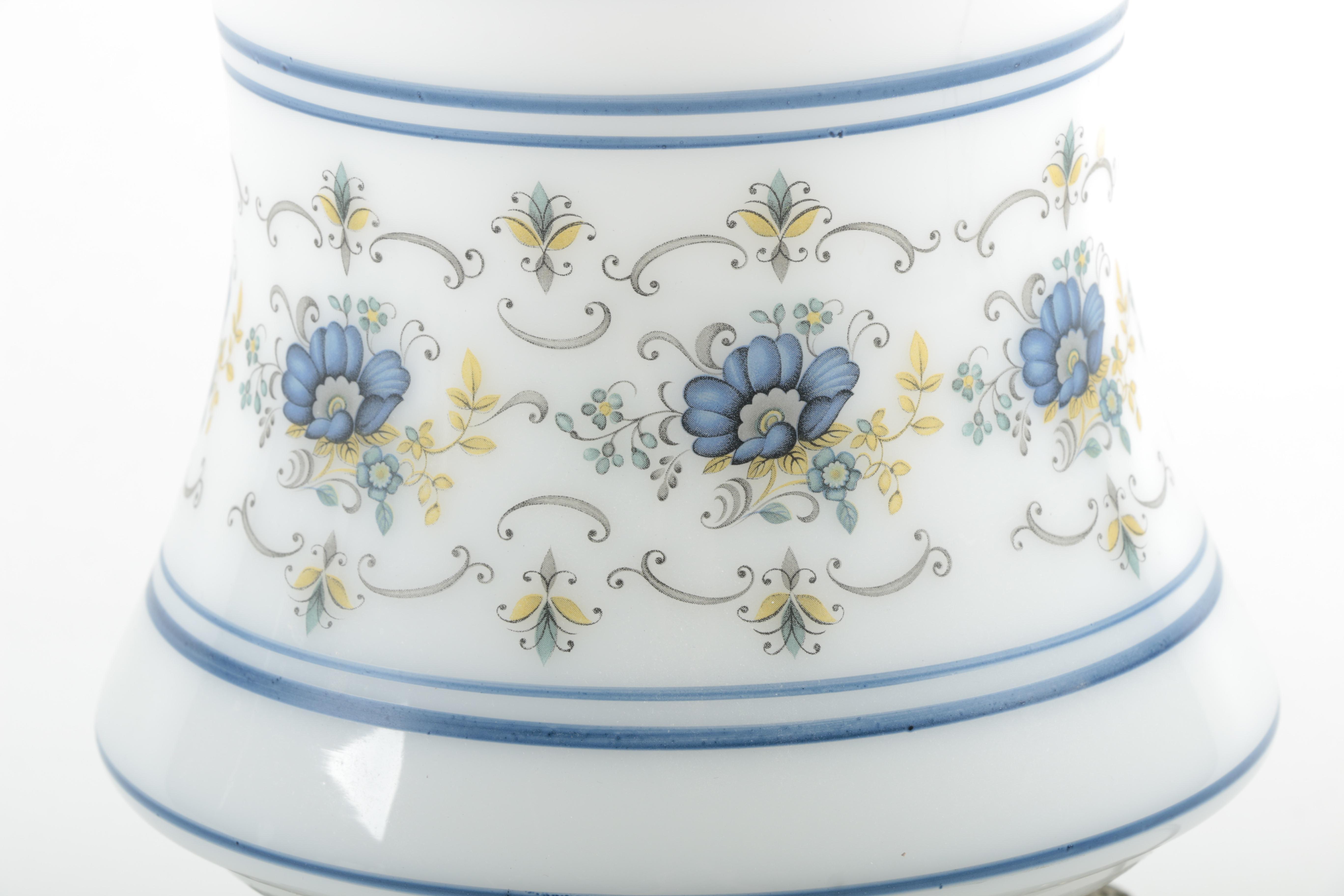 Ceramic Blue and White Hurricane Lamp