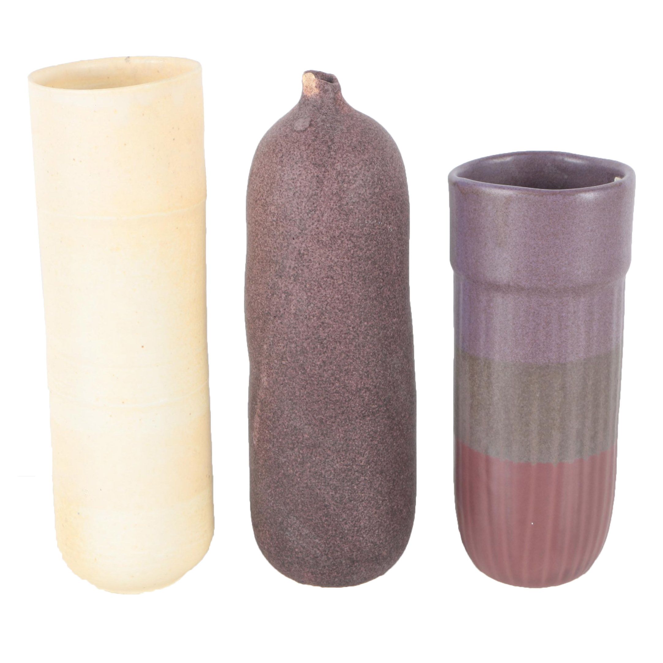 Three Hand Thrown Clay Vessels