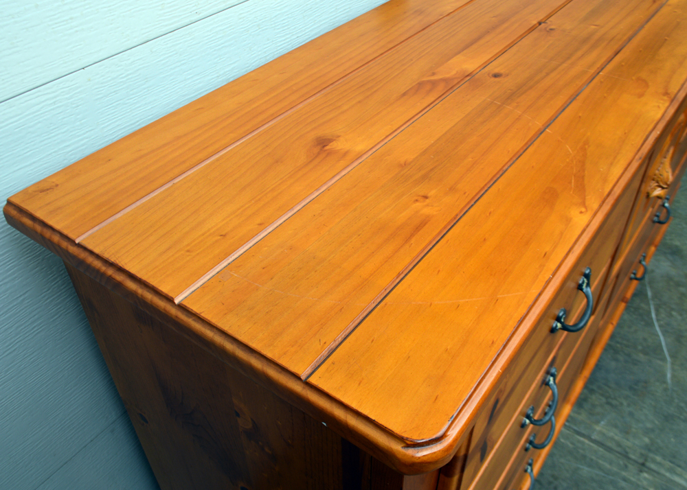 Pine Wood Dresser with Leaf Appliqué
