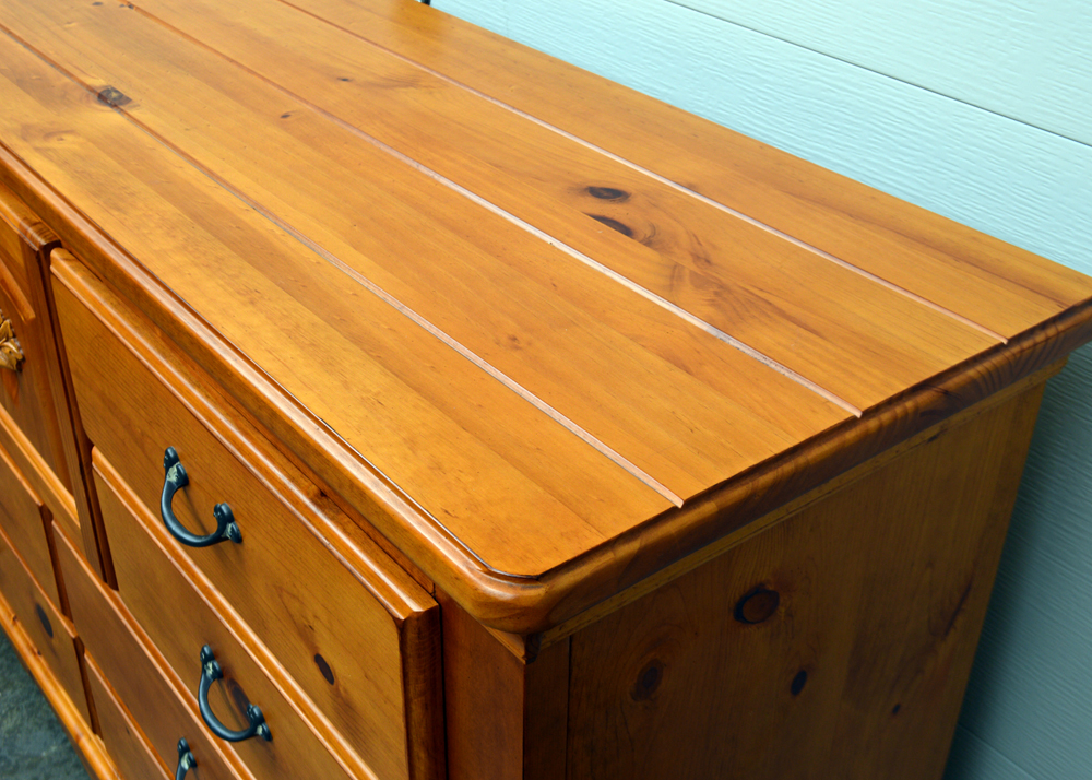 Pine Wood Dresser with Leaf Appliqué