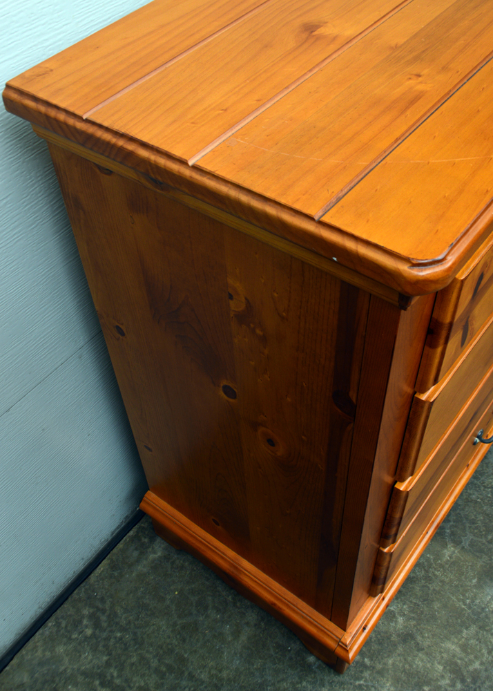 Pine Wood Dresser with Leaf Appliqué