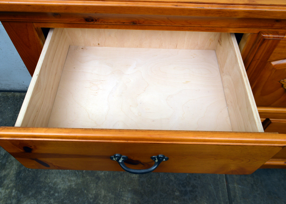 Pine Wood Dresser with Leaf Appliqué