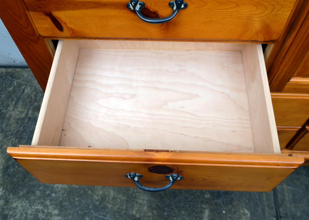 Pine Wood Dresser with Leaf Appliqué