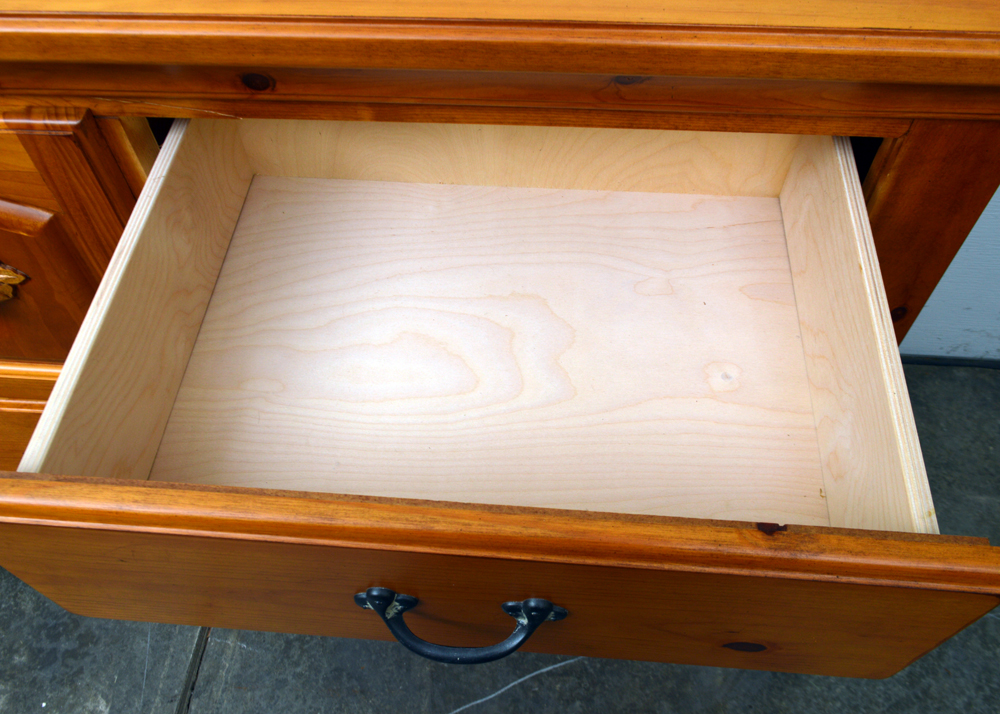 Pine Wood Dresser with Leaf Appliqué