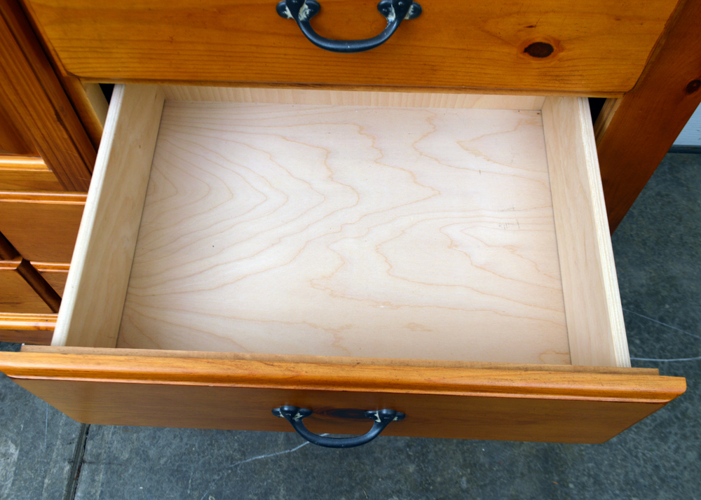 Pine Wood Dresser with Leaf Appliqué
