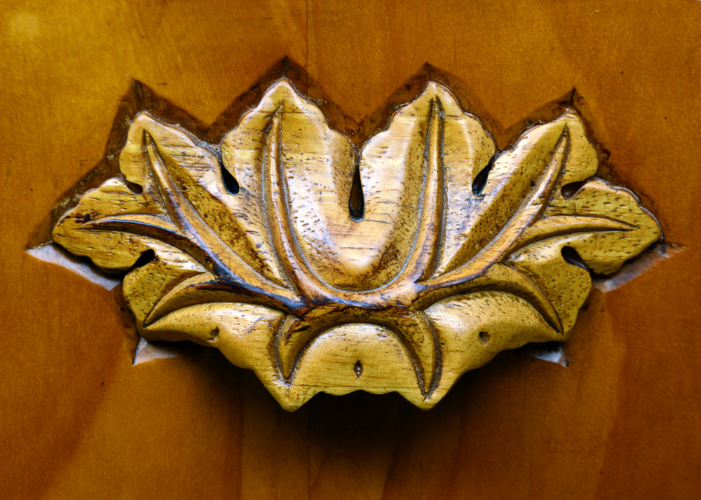 Pine Wood Dresser with Leaf Appliqué